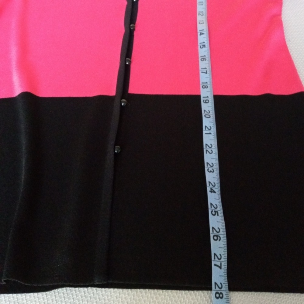 Misook black & pink striped cardigan sweater size petite small - Picture 9 of 10